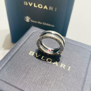 BVLGARI ブルガリ B-zero1 ビーゼロワン セーブザチルドレン リング 指輪 SV925 シルバー ブラック 51サイズ 11号 ロゴ　鑑定済み メンズ