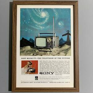 ■ビンテージ広告■SONYマイクロテレビ海外雑誌広告/A4額装品/1963年 THE NEWYORKER/当時物/貴重広告/希少/入手困難/印刷物 G338a