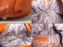 ボニア　BONIA　レザー　オレンジ　型押し　ハンドバッグ　レディース_画像3