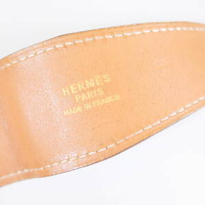 中古★HERMES エルメス ヴィンテージ ゴールド バックル レザー リバーシブル ベルト ◯T刻印 85 穴切れありの画像9