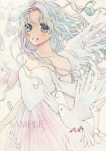 Art hand Auction ◎Original◎Hand-drawn illustration White Dove Girl ☆A5, Comics, Anime Goods, Hand-drawn illustration