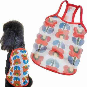 犬の服 夏用 ドッグウェア 可愛い チュール 透け感 通気 猫 キャミ Mサイズ 小型犬 キャミソール