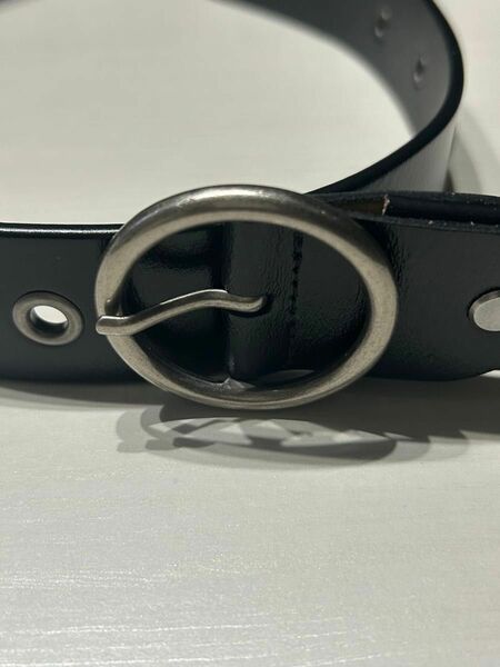 レディース ベルト 本革 カジュアル ビジネス リング 幅3.3cm 調整可能 ブラック レザーベルト