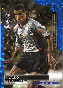 2023-2024 Topps UEFA Club Competition Rivaldo 88/99 Blue Refractor HISTORIC HAT-TRICK FC Barcelona カード リバウド シリアル