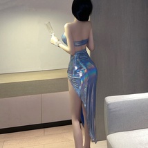Pe890　セクシーフェイクレザー　人魚姫　可愛いベビードール「トップス・Tバック・スカート３点セット」ナイトウェア　コスプレ衣装_画像5