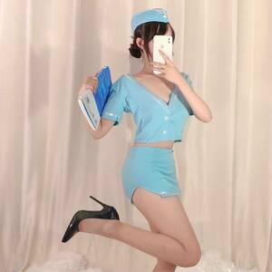Pe325 CA cabin attendant sexy uniform [ tops * skirt * hat * T-back 4 point set ] costume costume play clothes 