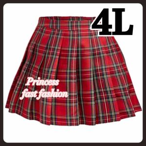 [4L| red ] tartan check * pleated skirt * miniskirt * large size * lady's * cosplay * uniform * junior high school student * high school student * costume * woman equipment 