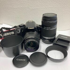 1円～動作確認済み 美品 Canon EOS Kiss X2 EF-S 18-55mm F3.5-5.6 IS 55-250mm F4-5.6 キャノン デジタル一眼レフカメラ ダブルレンズの画像1