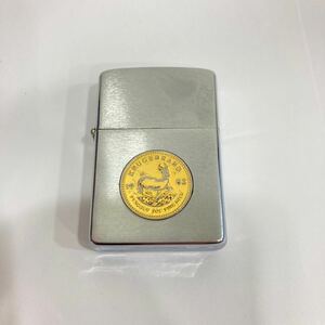 1円〜火花確認済み ZIPPO ジッポー オイルライター クルーガーランド金貨 デザイン喫煙具 シルバーカラー