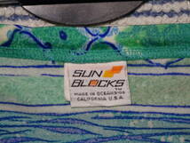 385　SUN　BLOCKS（US）製　スイムビキニパンツ　SizeＭ　グリーン×ネイビー×ライトグリーンの柄デザイン　中古_画像7