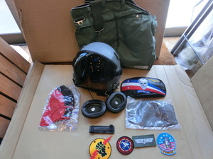  superior article * the US armed forces the truth thing flight helmet HGU-55P size EX-LARGE* visor cover * badge * bag * personal equipment TOPGUN Fighting Two