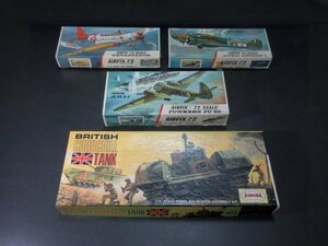 XB969◇オーロラ 1/4 BRITISH CHURCHILL TANK 戦車 1966 エアフィックス 1/72 戦闘機 3機 プラモデル 元箱 / 計4点 / ジャンク / 現状渡し