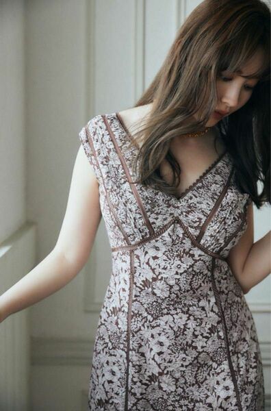 her lip to Lace Trimmed Floral Dress S Espresso エスプレッソ