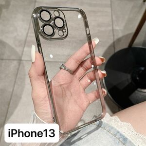 iPhoneケース　　クリア　ラメ入り　軽量　シルバー　iPhone13