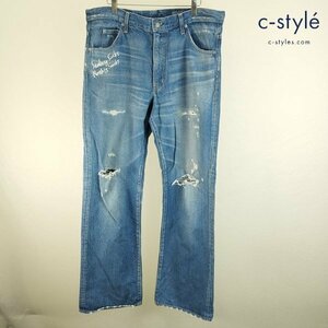 F161b [人気] HYSTERIC GLAMOUR ヒステリックグラマー デニムパンツ W34 インディゴ 02201AP17 クラッシュ加工 | ボトムス G