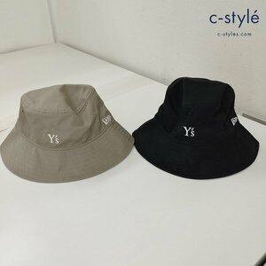 O119a [未使用品] NEWERA × Y's バケットハット M/L ベージュ系 ブラック 帽子 ニューエラ ワイズ | ファッション小物 N