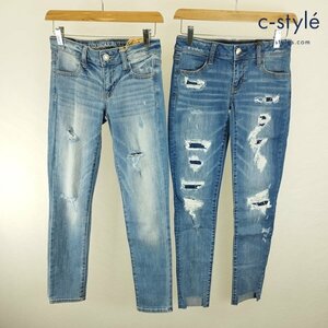 O314b [未使用品] AMERICAN EAGLE アメリカンイーグル デニムパンツ 0 インディゴ SUPERSTRETCH JEGGING SUPERLOW JEGGING | ボトムス N