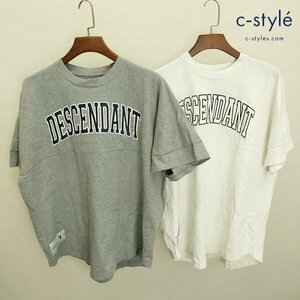 O412a [春夏][セット] DESCENDANT ディセンダント Tシャツ 1 ホワイト グレー 半袖 コットン100% | トップス N