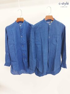 O511b [ set ] BLUE BLUEb lube Roo long sleeve shirt 1 indigo long sleeve | tops N