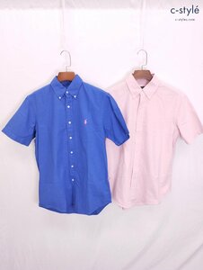 F410b [春夏][セット] RALPH LAUREN ラルフローレン 半袖ボタンダウンシャツ ブルー S 170/92A ピンク M 綿100% | トップス N