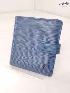 O612a [人気] LOUISVUITTON ルイヴィトン エピ ポルトピエ コンパクト 財布 ブルー M63555 | ファッション小物 N