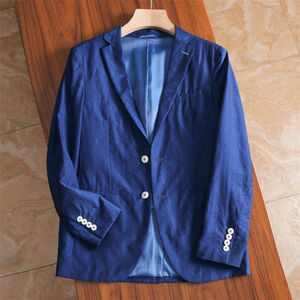 S2278-2XL新品メンズ スーツ ジャケットアウター 背広 テーラードジャケット 高品質 薄手 シルクのような質感 ビジネス ブレザー/ブルー
