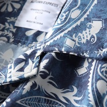 S1401-XL 新品 アロハシャツ メンズ 半袖シャツ 薄手 夏 カジュアル 花柄 総柄 おしゃれ シルクのような質感 /ブルー_画像3