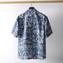 S1401-XL 新品 アロハシャツ メンズ 半袖シャツ 薄手 夏 カジュアル 花柄 総柄 おしゃれ シルクのような質感 /ブルー_画像2