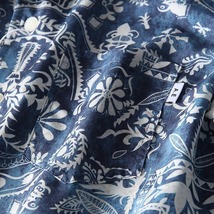 S1410-2XL 新品 アロハシャツ メンズ 半袖シャツ 薄手 夏 カジュアル 花柄 総柄 おしゃれ シルクのような質感 /ダークブルー _画像8