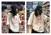 レディース tシャツ 白 おしゃれ かわいい 半袖 ゆったり 人気 インナー ダンス プリントtシャツ 安い_画像1