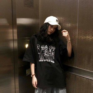 レディース tシャツ 黒 おしゃれ かわいい 半袖 ゆったり 人気 インナー ダンス プリントtシャツ 安い 