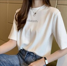 レディース tシャツ 半袖 おしゃれ 白 かわいい ロゴtシャツ シンプル ゆったり 人気 安い _画像1