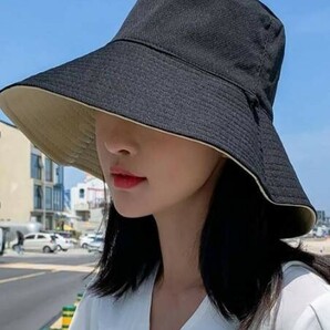 レディース ハット つば広 帽子 黒 ベージュ UVカット 紫外線対策 熱中症 日焼け防止 日よけ帽子 紫外線カット 安い レジャー おしゃれの画像1