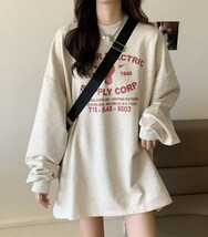 レディース カットソー ビッグシルエット ロングtシャツ 長袖 オーバーサイズ_画像3