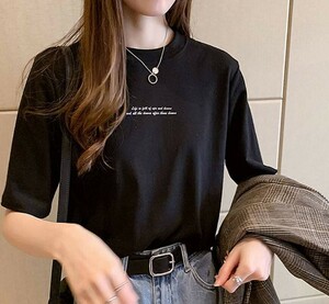 レディース tシャツ おしゃれ 黒 半袖 かわいい ロゴtシャツ シンプル ゆったり 人気 安い カットソー