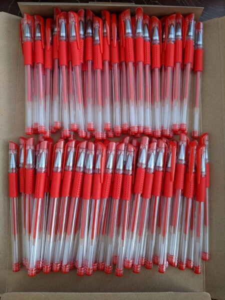 赤ペン ボールペンまとめ売り 安い ビジネス オフィス 100本 学校 勉強 イラスト 丸つけ