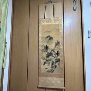 水墨山水 美村 古美術 掛軸 掛け軸 美術品 インテリア 本体：188cm*53cm 本紙：106cm*40cm 573