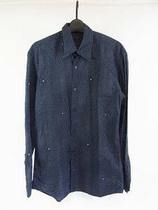## Louis Vuitton *LV with logo dot pattern long sleeve shirt 40( navy )##