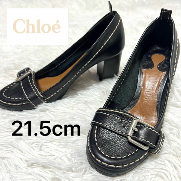 Chloe クロエ パンプス ヒール 34 1/2(21.5cm) ブラック系