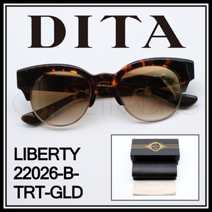 24073★新品本物！DITA LIBERTY 22026-B-TRT-GLD ディータ 高級サングラス べっ甲柄/ゴールド キーホールブリッジ メンズ レディース