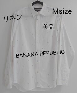 BANANA REPUBLIC メンズリネンロングシャツ 美品 Msize 白