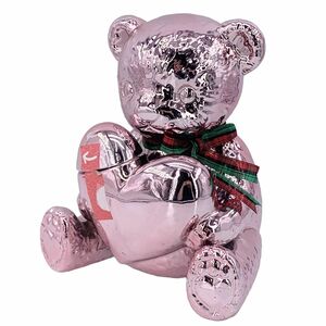 【中古】 Teddy Decanter テディ デキャンタ 置物 ROSE メタリックピンク くま リボン 空瓶 飾りボトル 24013150 MK