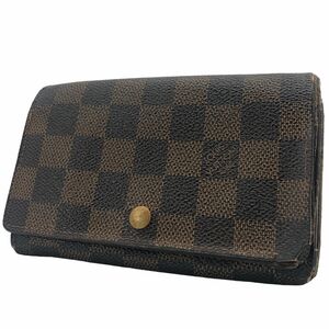 【中古】 LOUIS VUITTON ルイ・ヴィトン ポルト モネ・ビエ トレゾール ダミエ・エベヌ N61730 財布 20011259 RS