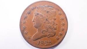 1828年 アメリカ合衆国 1/2セント銅貨 13星 USA HALF CENT アメリカ コインコレクション品