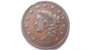 1836年 アメリカ合衆国 1セント銅貨 USA one cent アメリカ コインコレクション品