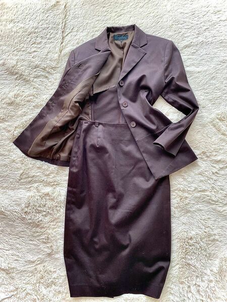 【美品】アンタイトル UNTITLED レディース スーツ セットアップ スカート　ブラウン　茶色