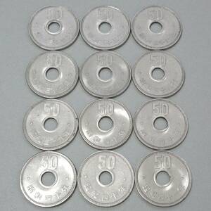 * old coin [ 50 jpy have . nickel . all issue year .12 sheets ] 600 jpy Showa era 34,35,36,37,38,39,40,41 year issue,1959~1966 year Special year equipped . 10 jpy .