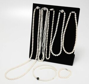 TH5882^{ set sale 7 point set } pearl pearl *SILVER stamp equipped * necklace pendant choker bracele * accessory 