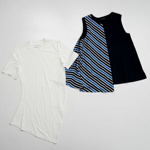 GP8357▽SPORTMAX/スポーツマックス*2点セット*ストレッチコットン*アシンメトリー*変形*半袖 Tシャツ+ノースリーブ カットソー*XS/S