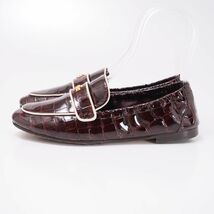 GP9809▲TORY BURCH/トリーバーチ BALLET LOAFER クロコ型押しレザー ローファー フラット 靴 ブラウン系 サイズUS 5.5/_画像3